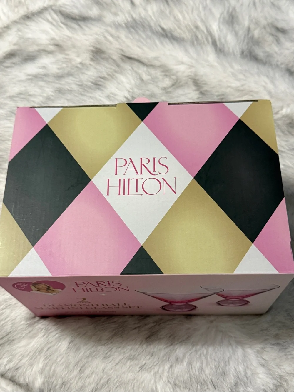 Paris Hilton Martini Glass Set with Iconic Gem Base